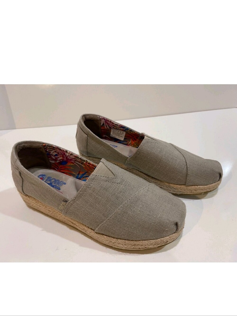 Bobs from Skechers Women's Taupe Espadrille Wedge Slip On Shoes Size 7.5 - Picture 14 of 16
